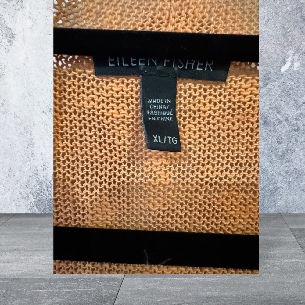 Eileen Fisher linen Blend Tangerine Open-Front Cardigan - Picture 3 of 3